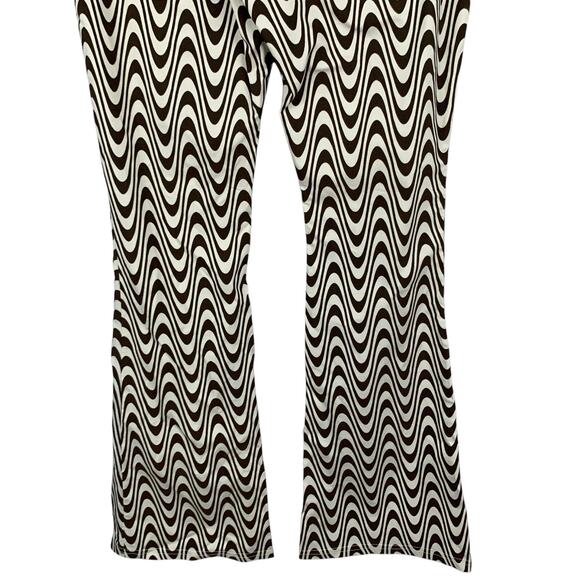 New Top Shop Pants Bengaline Flare Wavy Print Stretchy High Rise Women's 10 - Picture 8 of 11